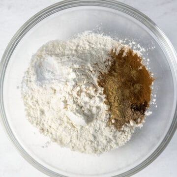 Dry ingredients mixed in a bowl.