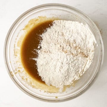 Dry ingredients mixed into the wet ingredients.