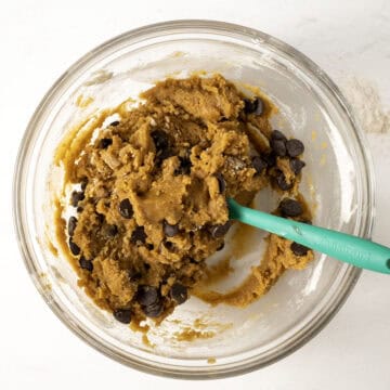 Chocolate chips added to the cookie dough.