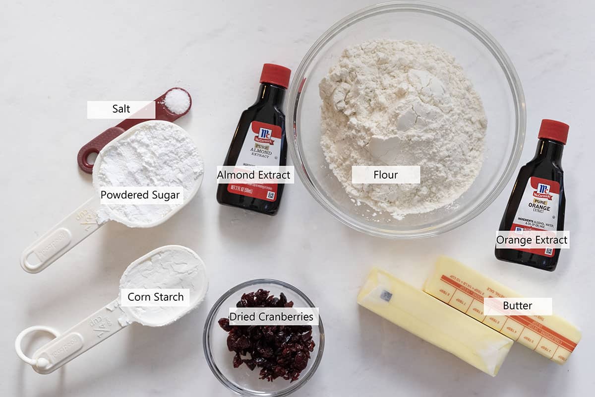 Ingredients for the shortbread cookies.