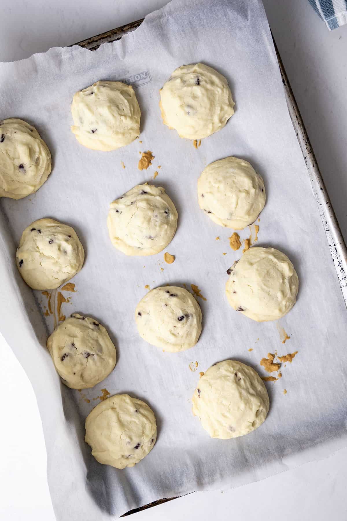 Cookies baked on the baking tray.