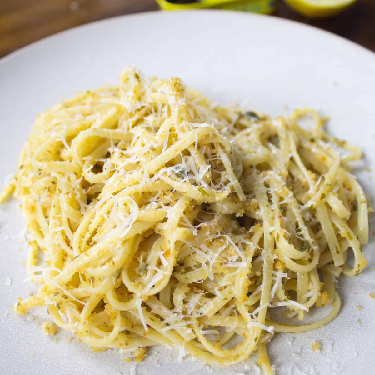 Garlic Anchovy Pasta with Toasted Breadcrumbs