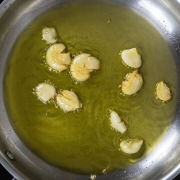 garlic slightly browned while frying.
