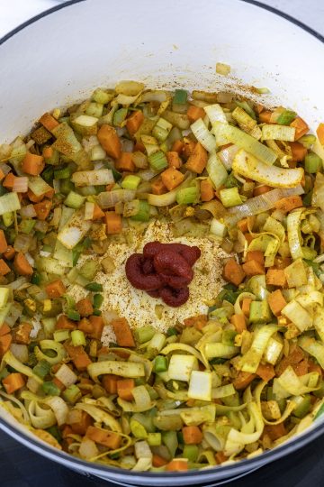 tomato paste added to caramelize