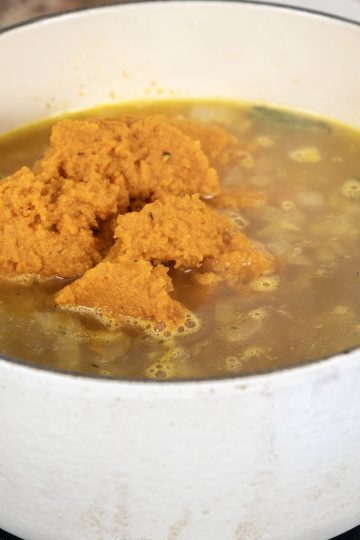 carrots poured into broth