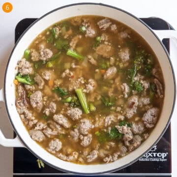 Simmering soup in dutch oven.