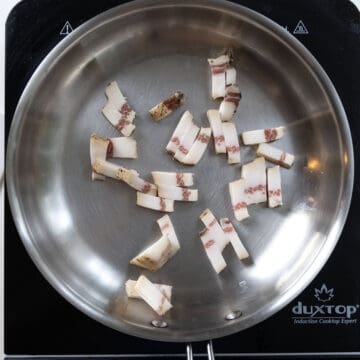 Guanciale on a cold saucepan.