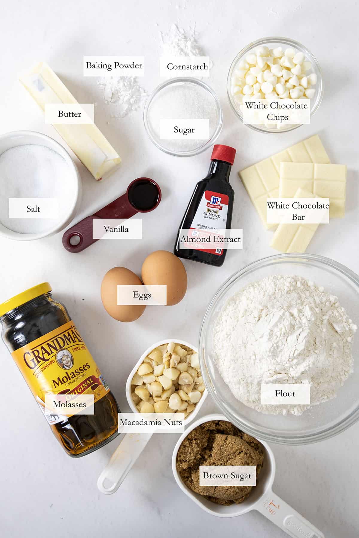 Ingredients for the cookies.