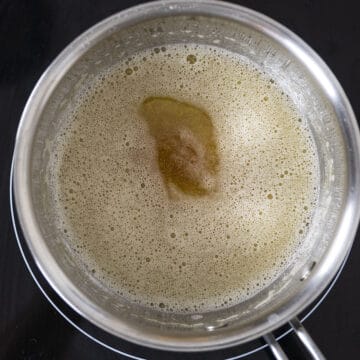 Browning butter in a small pot.