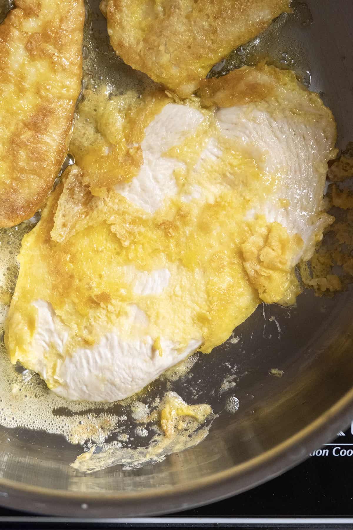 chicken fried with oil not hot enough