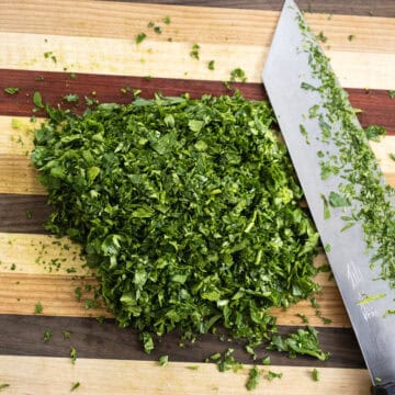 Coarsely chopped parsley.
