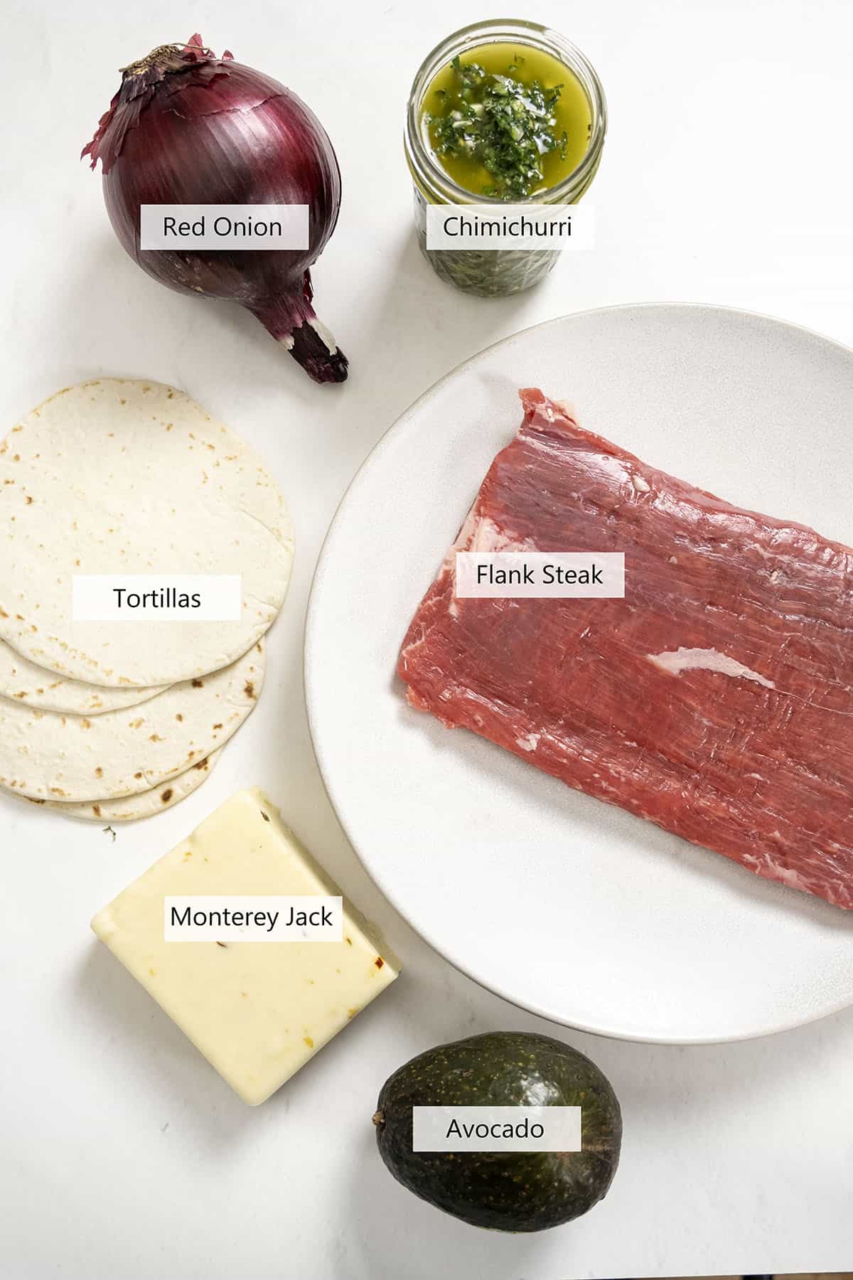 Ingredients for chimichurri steak tacos