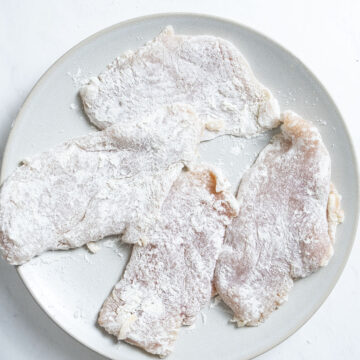 Cutlets dredged in flour.