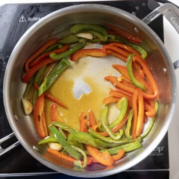 Deglazing pan with vodka.