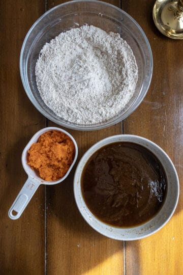 wet and dry ingredients next to each other