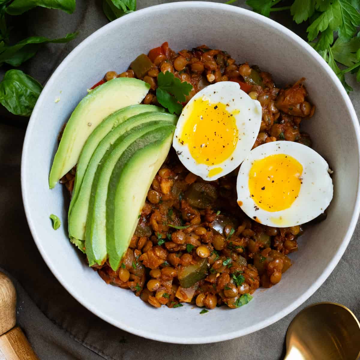 Eggs and Lentils for Breakfast