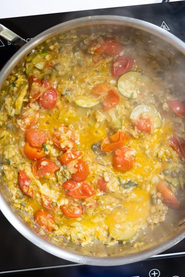 sauce beginning to redden