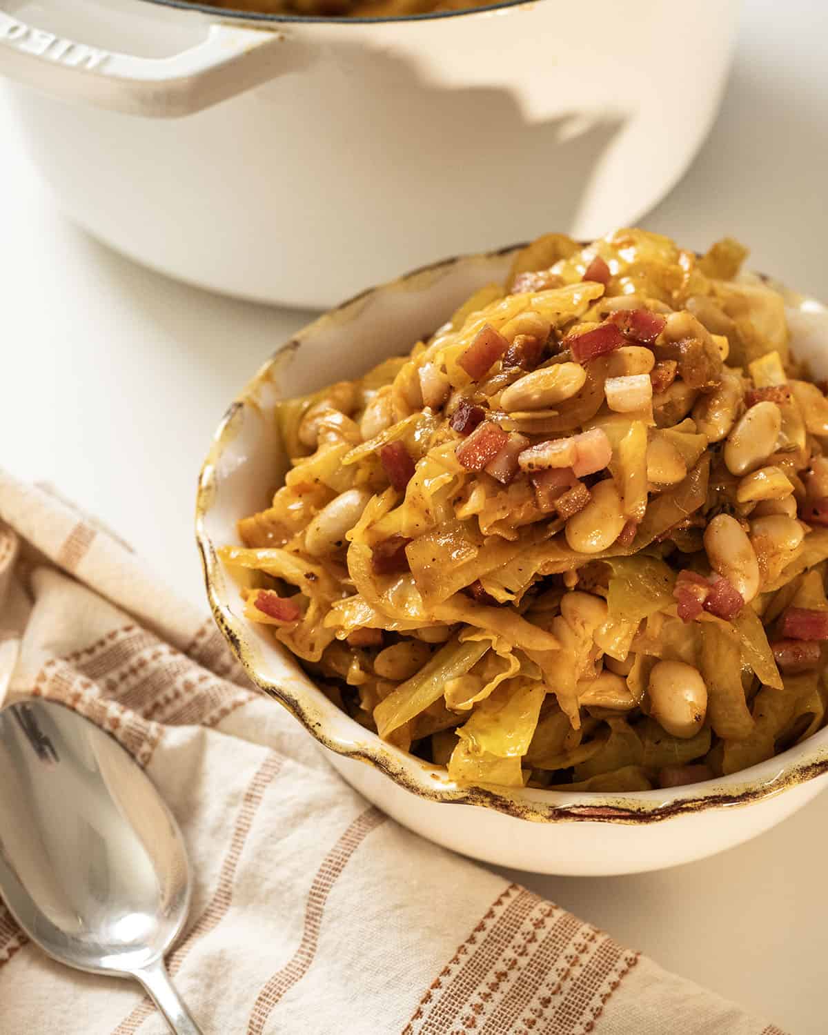 Italian braised cabbage in a bowl.