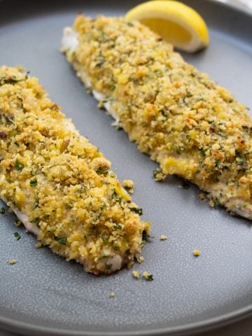 lemon pistachio crusted snapper