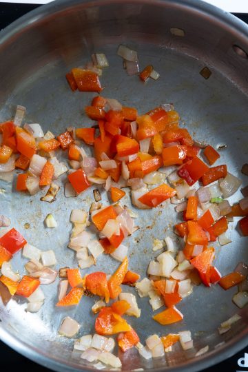 sauteed shallots and red pepper