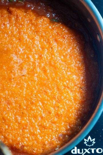 blended roasted red peppers combined with tomato sauce