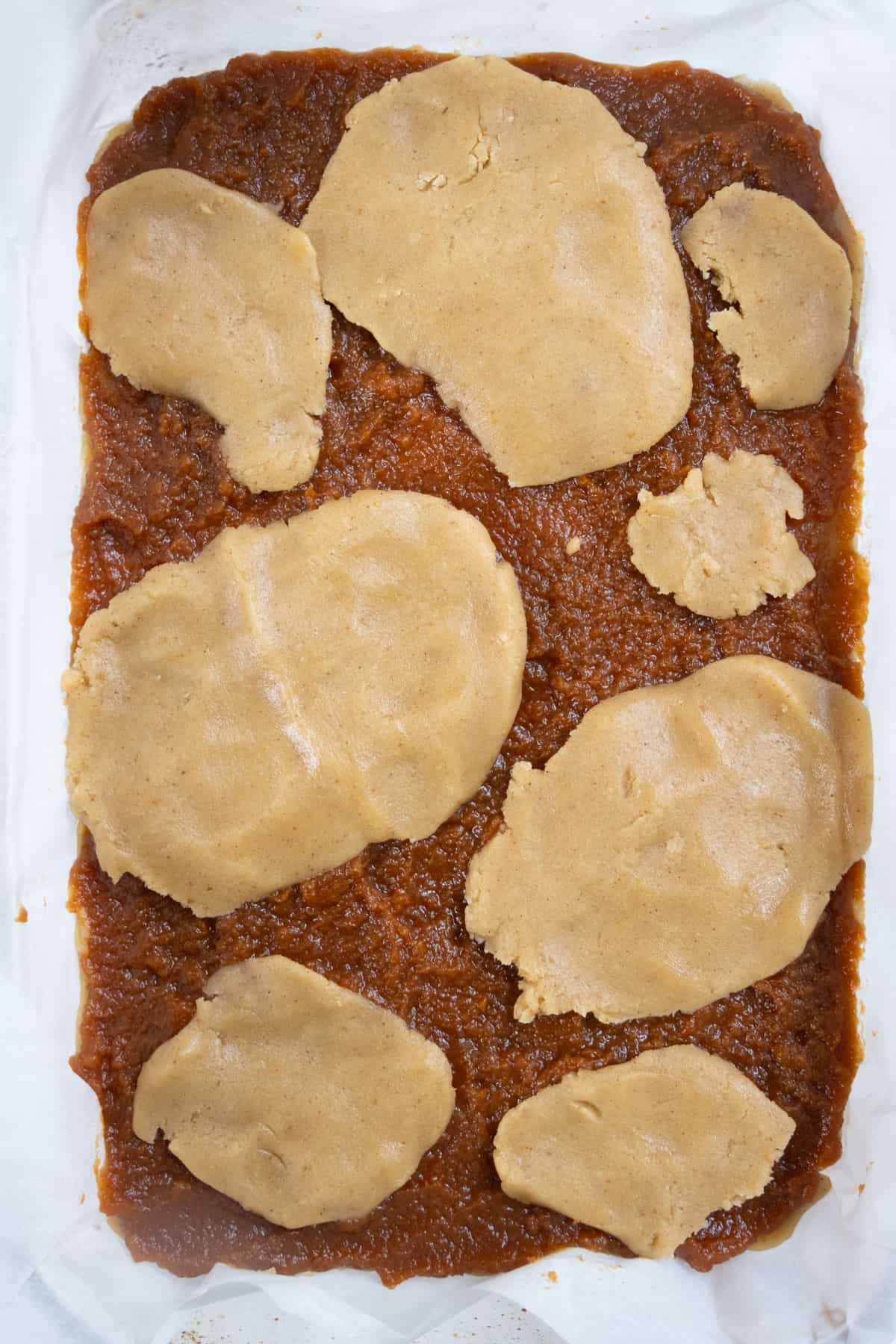 Extra dough added on top of pumpkin butter