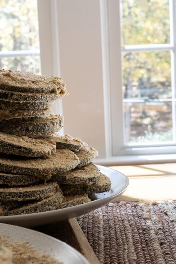 prepped eggplant dredged in breadcrumbs