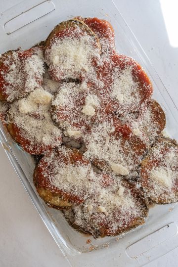 layering with parmesan cheese