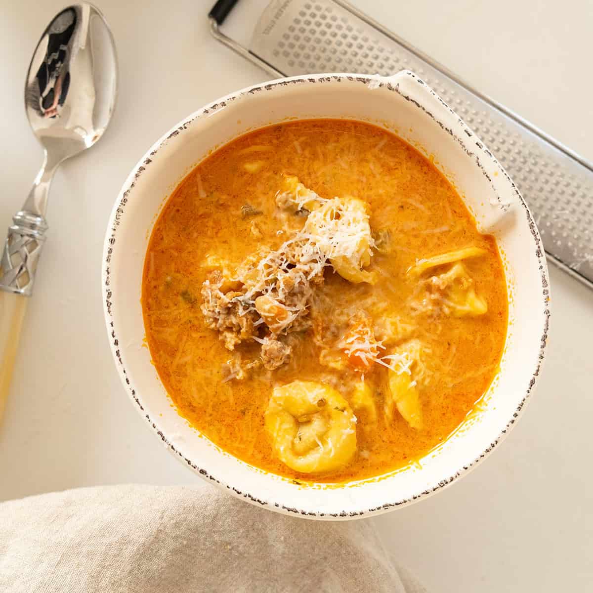Rustic Italian Tortellini Soup with Sausage