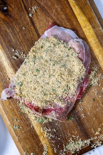 braciole mixture added to flank steak