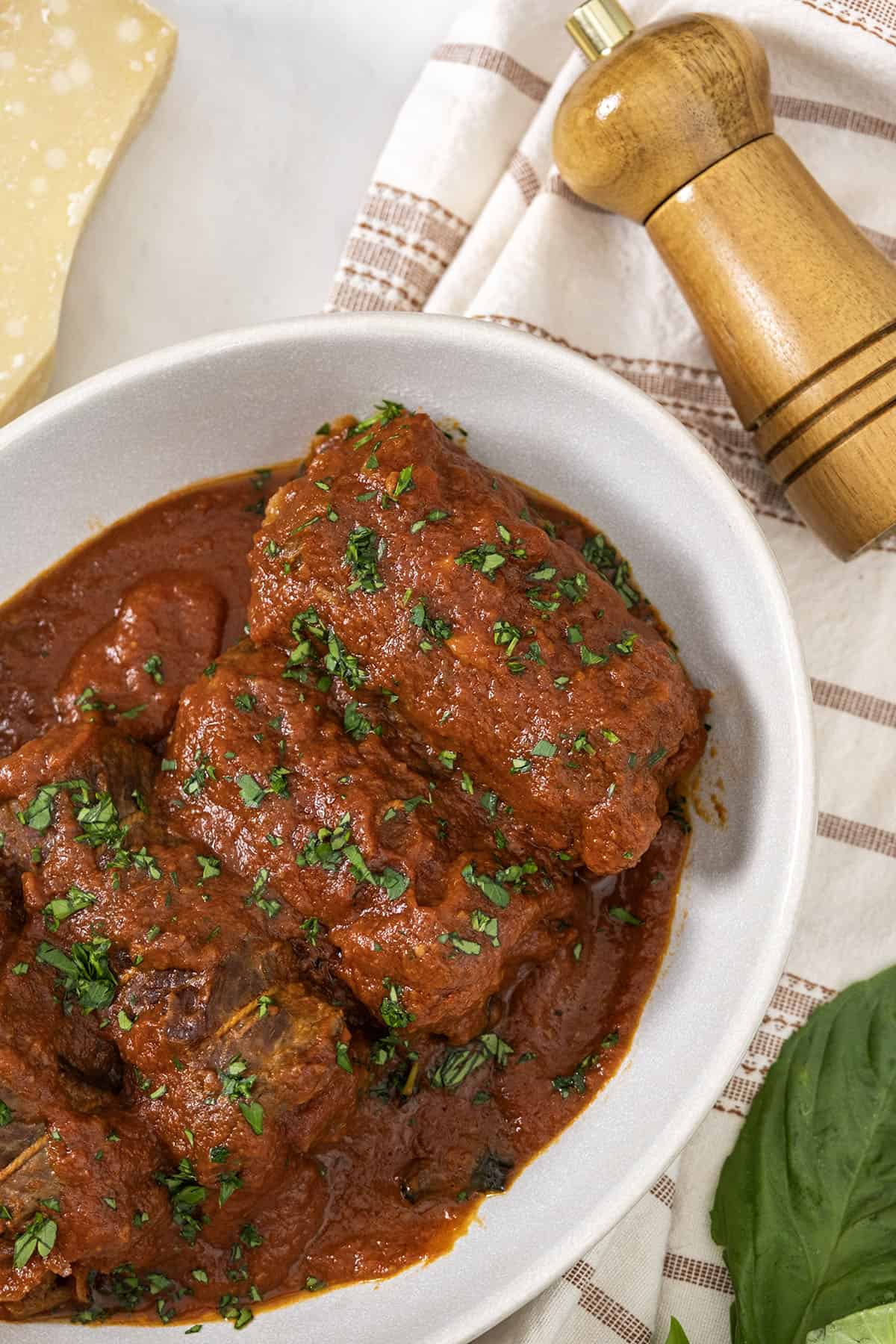Italian braciole garnished with parsley
