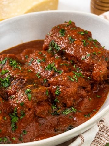 Italian braciole garnished with parsley