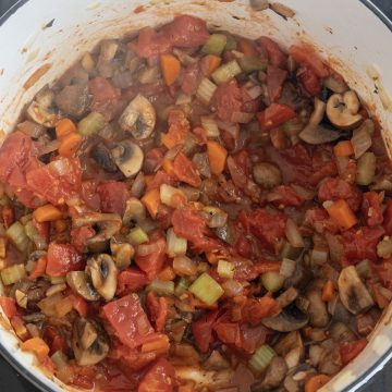 simmering diced tomatoes