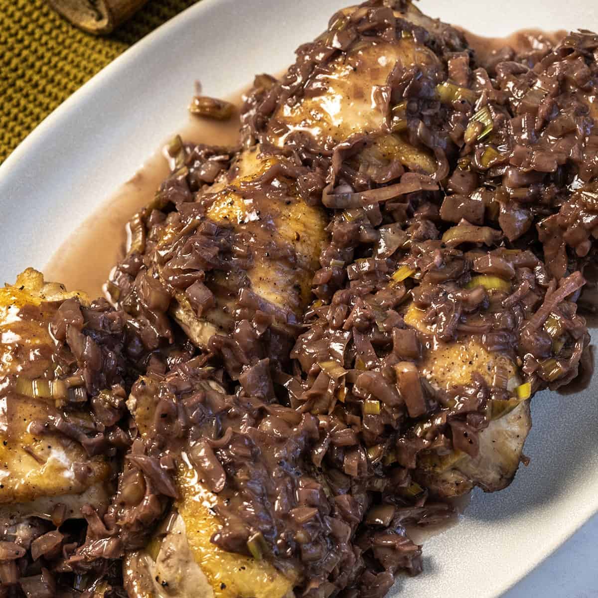 Fennel Chicken Thighs in Red Wine
