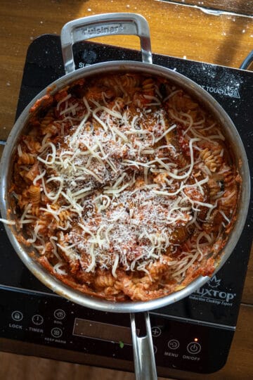 cheese on pasta before baking