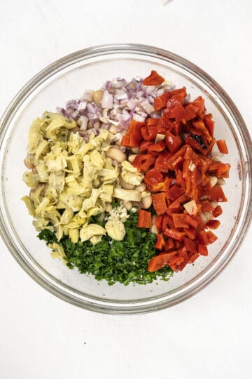 roasted red pepper and artichoke hearts combined.