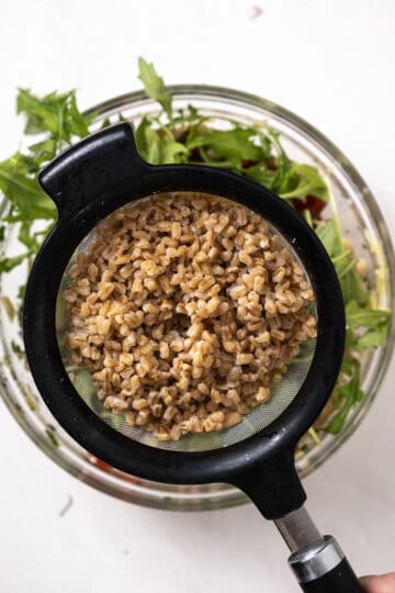 Cooked farro and cooled.