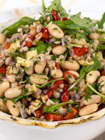 summer farro salad with Italian white beans