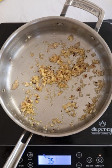 shallots and garlic sauteing