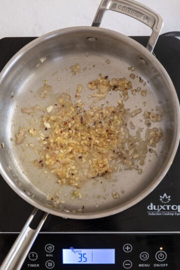 shallots and garlic simmering in lemon