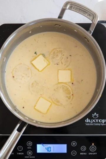 cold butter added to the sauce