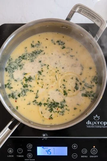 basil and parsley mixed into the sauce