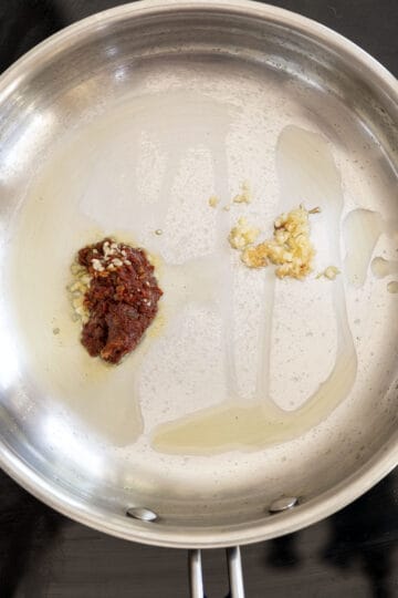 garlic and chipotle pepper in a pan