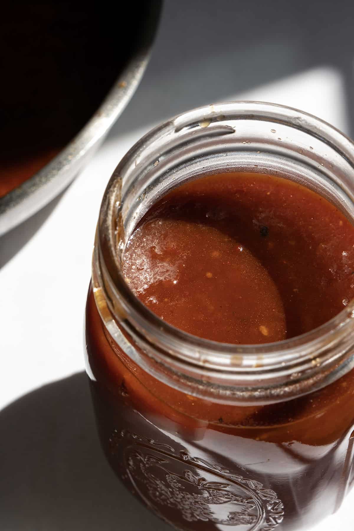 chipotle bbq sauce in a mason jar