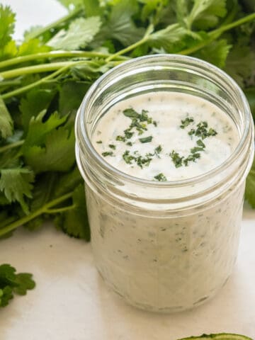 cilantro lime ranch in a mason jar