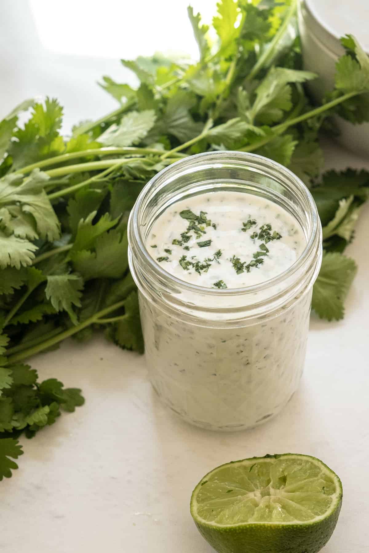 cilantro lime ranch in a mason jar