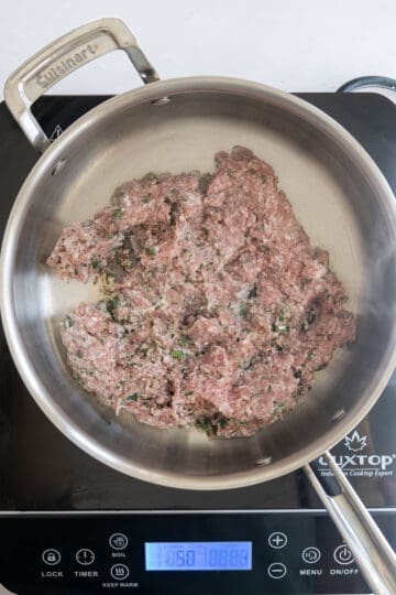 Searing ground pork