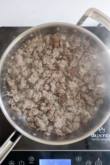 browned ground pork
