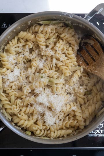pasta and parmesan cheese added to fennel