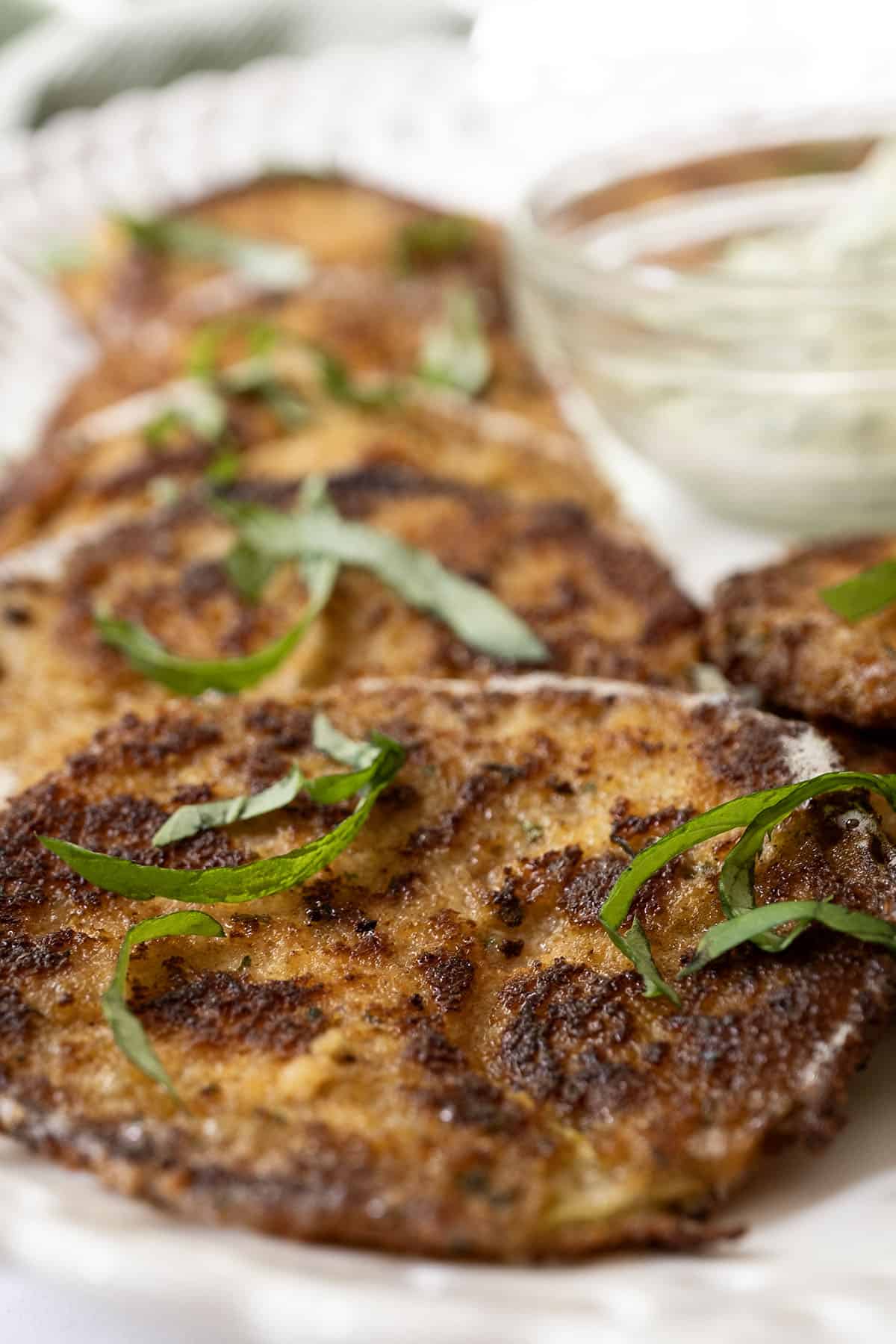 fried green tomatoes with garlic basil aioli